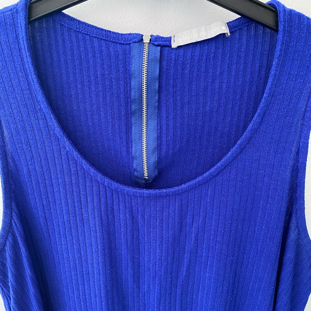 Olivia Moon — Blue tank top with silver zip on the back. - Picture 2 of 10